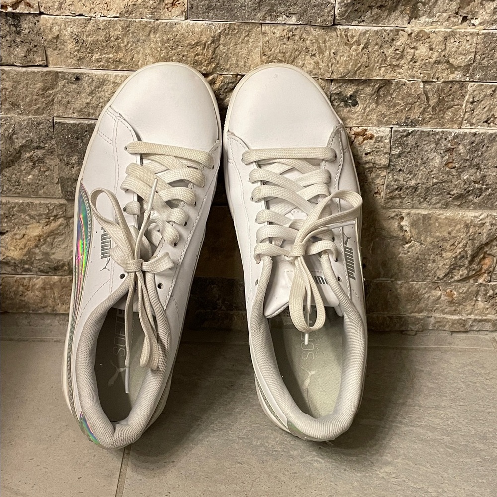 Puma Women's White Sneakers with Iridescent Detail